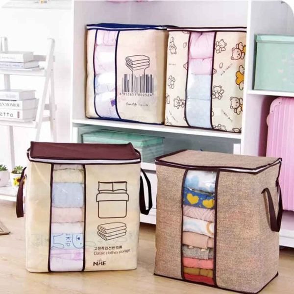 Vlies Bett Sack Kissen Fall Tragbare Tücher Lagerung Tasche Falten Closet Organizer Für Kissen Quilt Decke Bettwäsche Lagerung Box