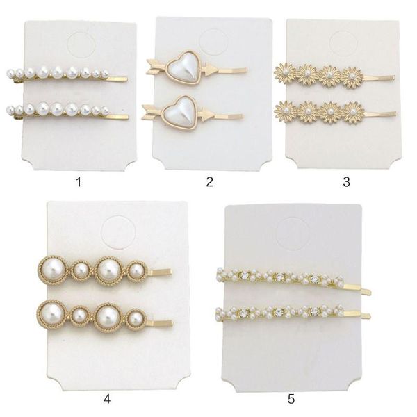 

2pcs/set european retro alloy hairpin arrow heart sunflower women hair clip imitation pearl jewelry side bangs hair accessories