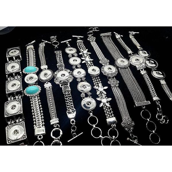 

wholesale noosa chunk snap button charm bracelet 10pcs/lot mixed style ginger snaps women jewelry new arrival fi wmtlon footballshoe, Black