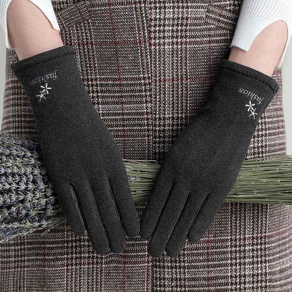 

five fingers gloves female elegant snowflake embroidery sport cycling mittens women winter keep warm soft breathable touch screen driving i1, Blue;gray