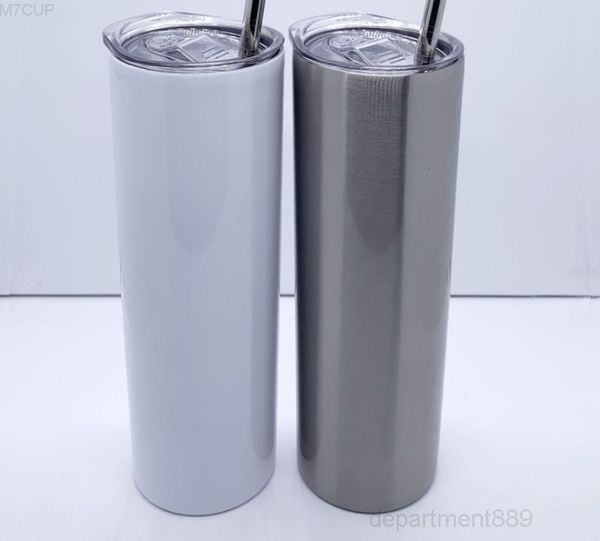 

sublimation straight skinny stainless steel tumbler double walled vacuum insulated sealed lid plastic straw sea shipping owb2608
