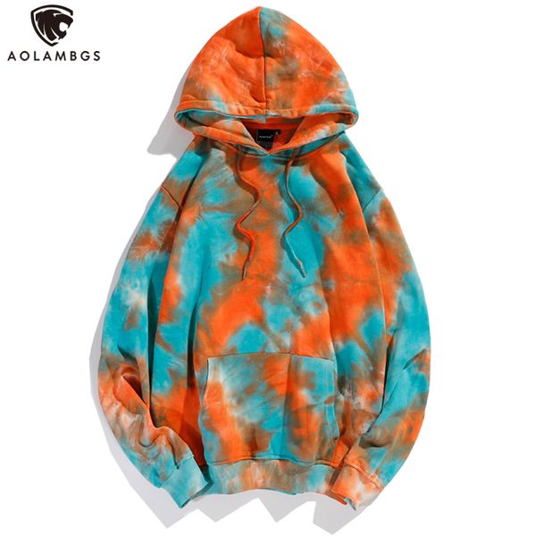 

aolamegs oversized men hoodies women tie-dyed hooded sweatshirts fashion harajuku sudaderas couple high street retro pullovers c0127, Black