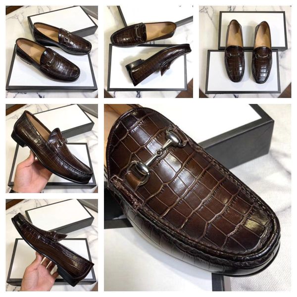 

g1 crocodile shoes men elegant brogue shoes men classic coiffeur wedding dress 2020 italian brand formal shoes men leather ayakkabi 22, Black