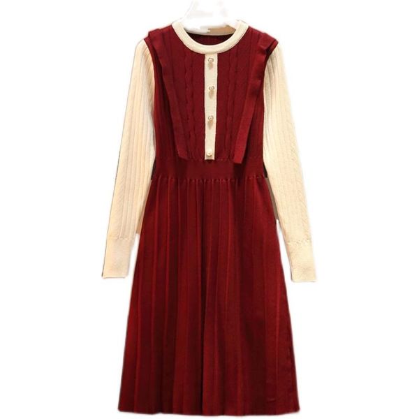

large size 5xl ladies sweaters vestidos 2020 winter women's jumper dress patchwork button female robe knitted dresses, White;black
