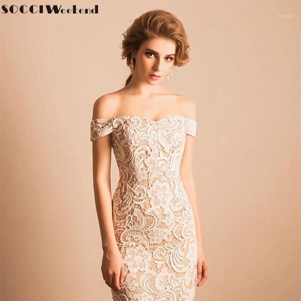 

cocktail dress 2019 socci weekend elegant lace little white party dresses women off the shoulder with beige lining robe de1, White;black