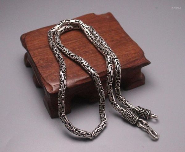 

chains pure 925 sterling silver necklace 4mm byzantine link chain 20.07"l1