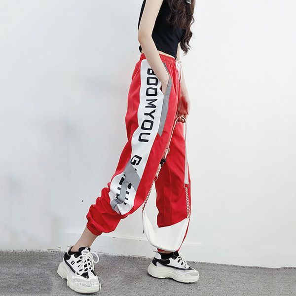 

hip hop harem pant woman letter printed jogger pants women's high waist pants spring harajuku trousers women pantalon femme lj201130, Black;white
