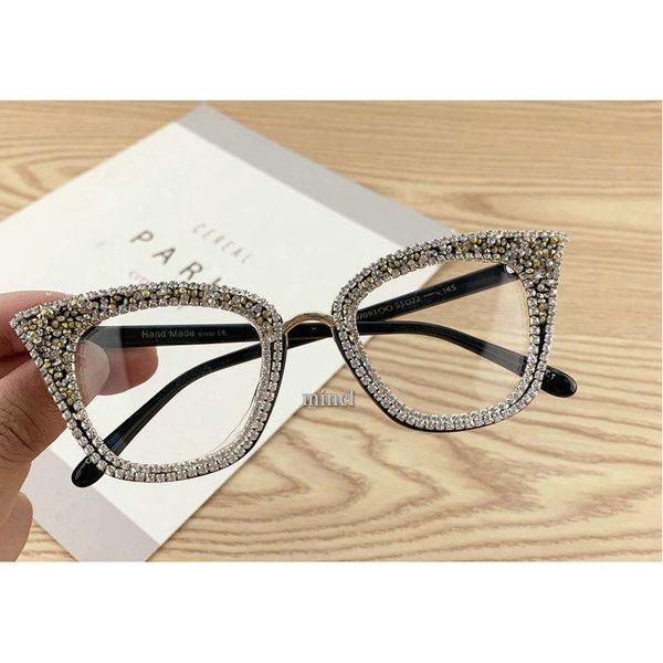 

sunglasses 2021 vintage personality brand designer diamond women transparent multicolor rhinestone shades uv400 nx, White;black