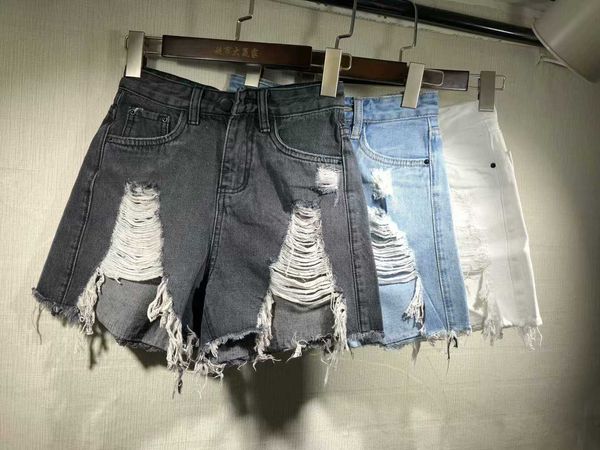 

inside chaoren street p beggar style denim shorts women's high waist with holes show thin pants summer, Blue