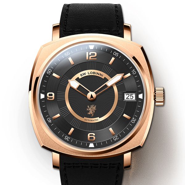 

lobinni new mechanical limited edition seagull men's watches 2020 modern male watch pagani design, Slivery;brown
