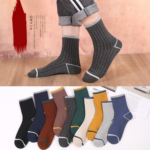 

new autumn cotton and winter men's head and color matching men's socks medium tube cotton socks 200 needles q8uh4, Black