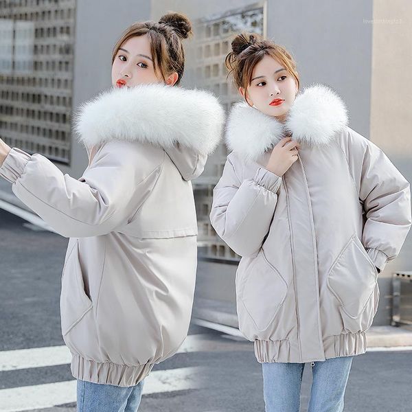 

women's down & parkas lisyrhjh winter jackets women's long female solid oversized hooded with fur collar thick casual women coat1, Black