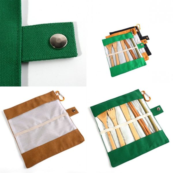 

bamboo tableware suit knife fork spoon chopsticks dinnerware set outdoors portable eco friendly dinner service kit sell well 11 5le j1