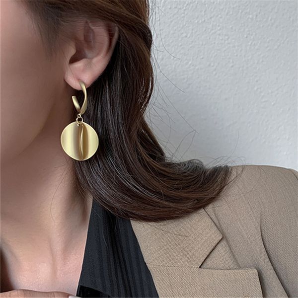 

trendy women dangle earrings korean new earrings matte fog texture half round earrings fashion elegant jewelry, Silver