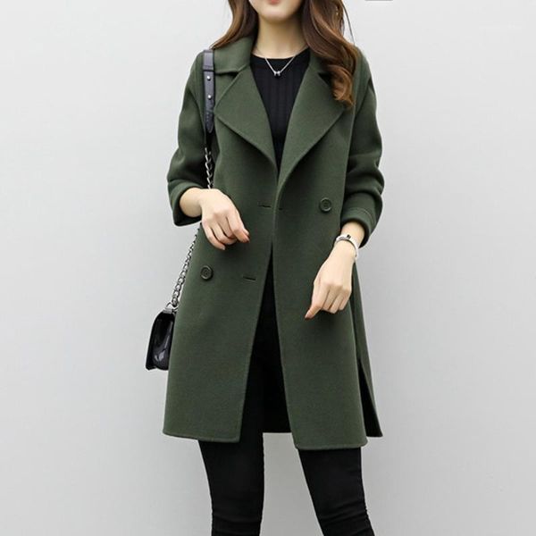

fashion women parka autumn winter long jacket solid cotton wool ladies casual coat outwear parka coat slim casual cardigan1, Black