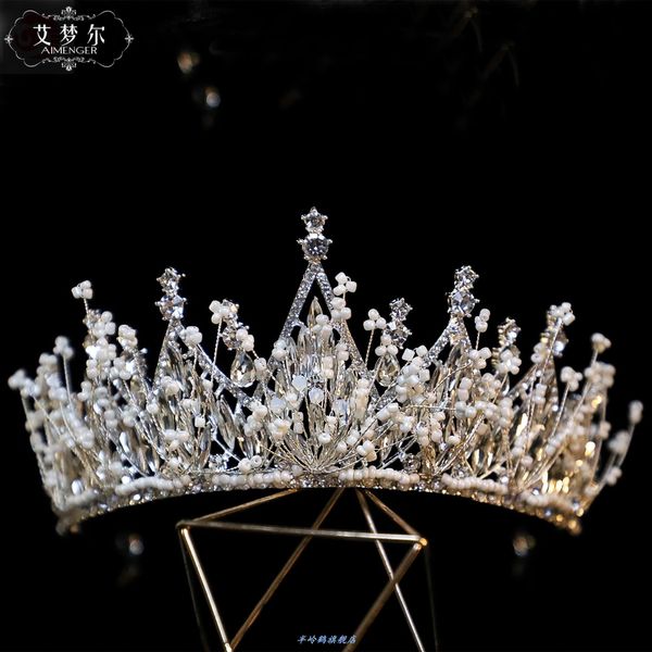 

girl 18-year-old princess crown wedding dress headdress, Silver