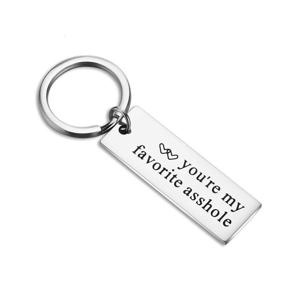 

you're my favorite asshole funny keychain valentines day gifts couples jewelry forgirlfriend boyfriend husband christmas gifts, Slivery;golden