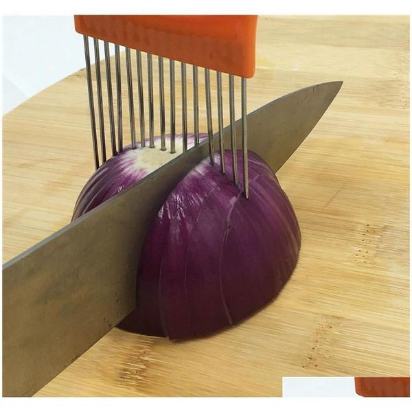 

easy cut onion holder fork stainless steel +plastic vegetable slicer tomato cutter metal meat needle gadgets jllheb mywjqq