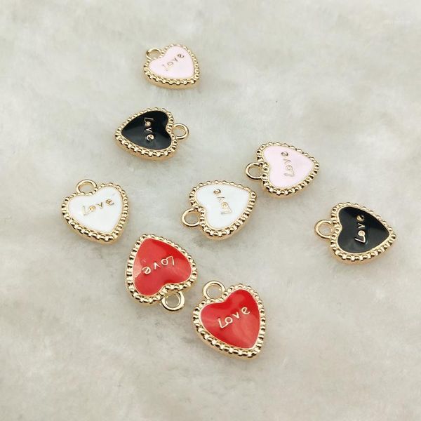 

charms 10pcs enamel heart charm jewelry accessories earrng pendant bracelet necklace zinc alloy diy finding 13x16mm1, Bronze;silver