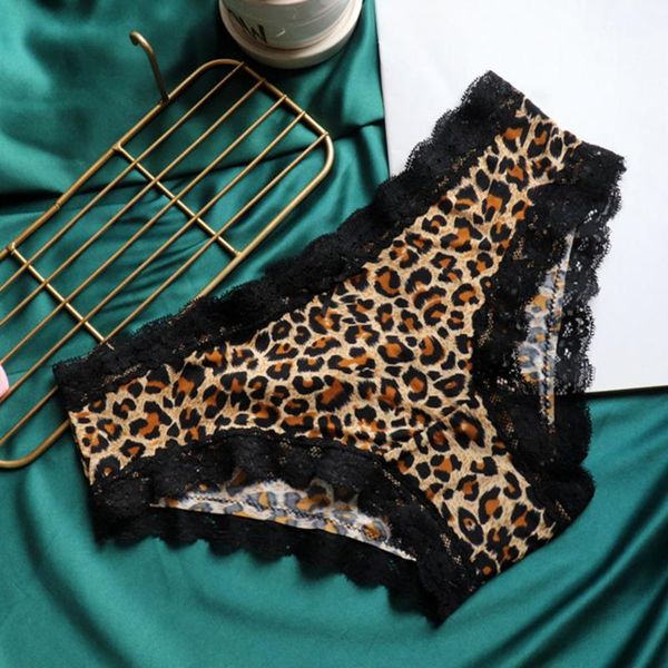 

women's panties leopard print women briefs lace patchwork seamless low waist underwear soft female fitness underpanties, Black;pink