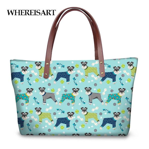 

whereisart new arrival handbags women floral schnauzer pattern luxury handle bags women's casual travel shoulder bag bolsa