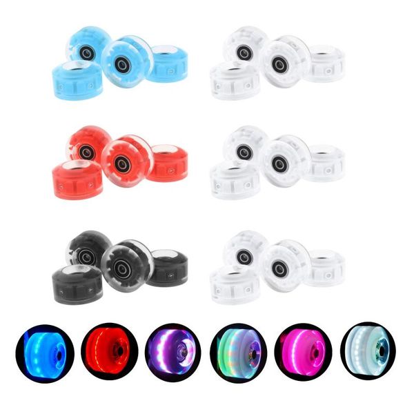 

skateboarding 4 pack led roller skate wheels light up with bearings double row skating