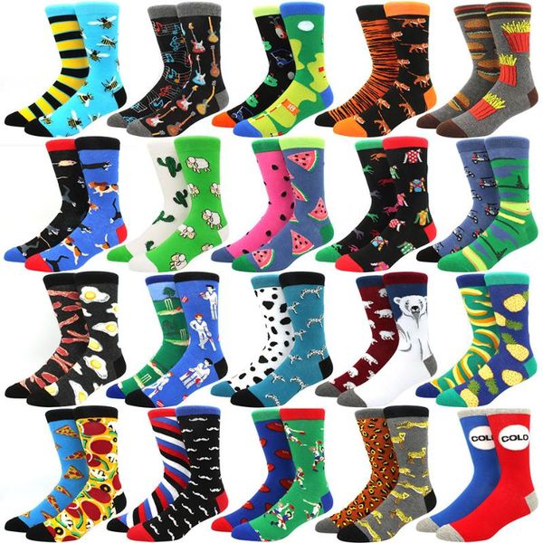 

men's socks music combed cotton pattern long tube funny happy men novelty skateboard crew casual crazy, Black
