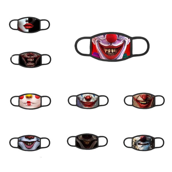 

3d printed clown skull horror design face mask outside milk silk inside cotton yarn cloth cross-border breathable