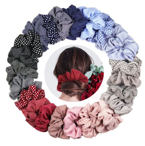 Designer Scrunchies Fasce per capelli Intestino crasso Cravatte Corde Fasce per capelli in cotone scozzese Ragazze Porta coda di cavallo Accessori per capelli 1000 pezzi D2114