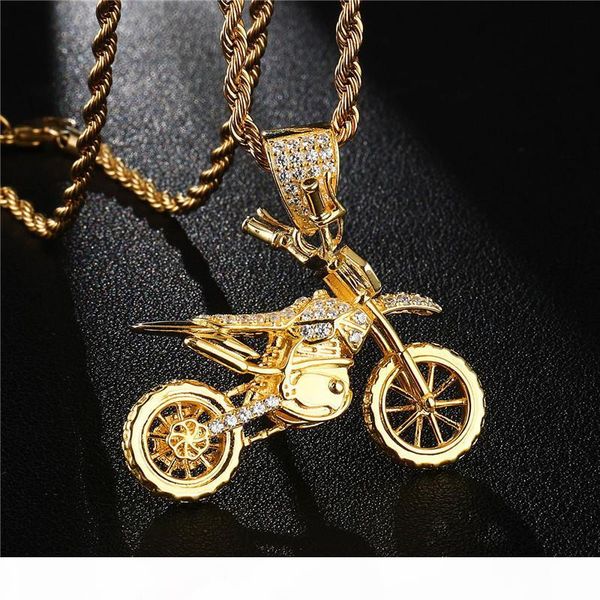 

hip hop медь мотоцикла подвеска мода панк цвета золота iced out bling cz циркон ювелирные изделия, Silver