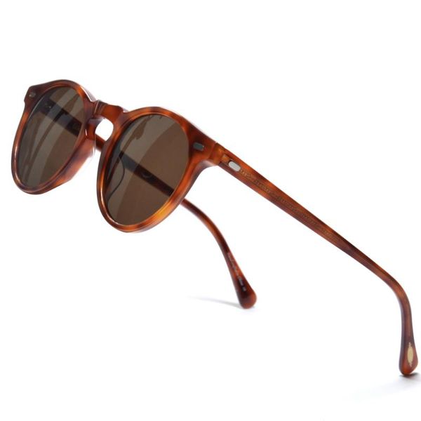 

eareada clear acetate round glasses frame gregory peck vintage polarized uv400 summer sunglasses ov5186 frame men' gafas oculos, White;black