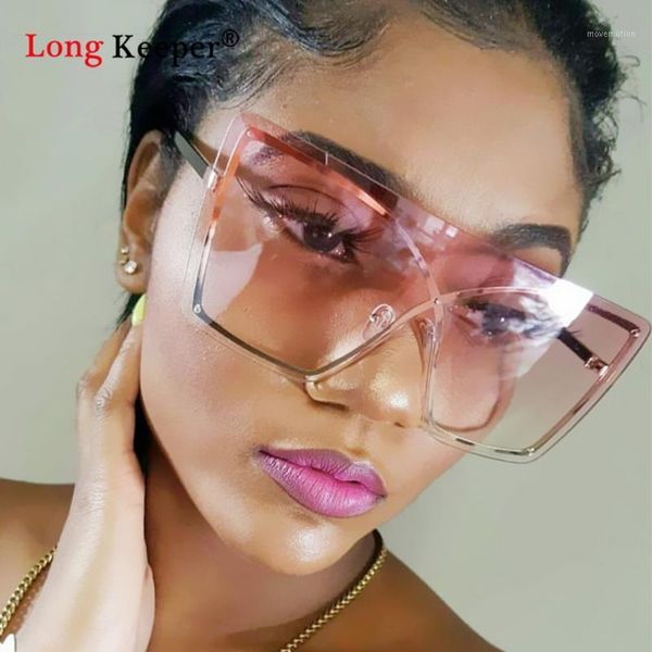 

2020 fashion pink yellow gradient sunglasses women oversized cat eye 2020 rimless metal female men shades eyewear1, White;black