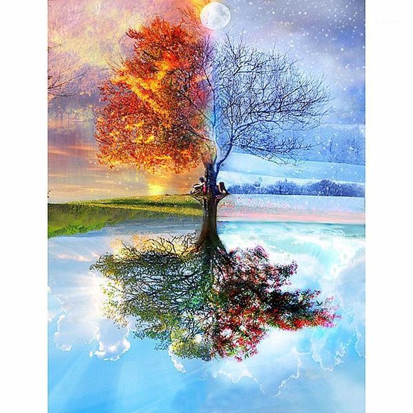 

100% full diy 5d diamond painting seasons tree cross stitch diamond embroidery patterns rhinestones mosaic bk1