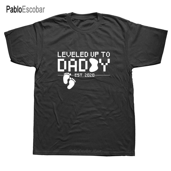 

summer men funny proud level up to daddy 2020 new dad short sleeve cotton camiseta hoodie designers t shirts sweatshirt