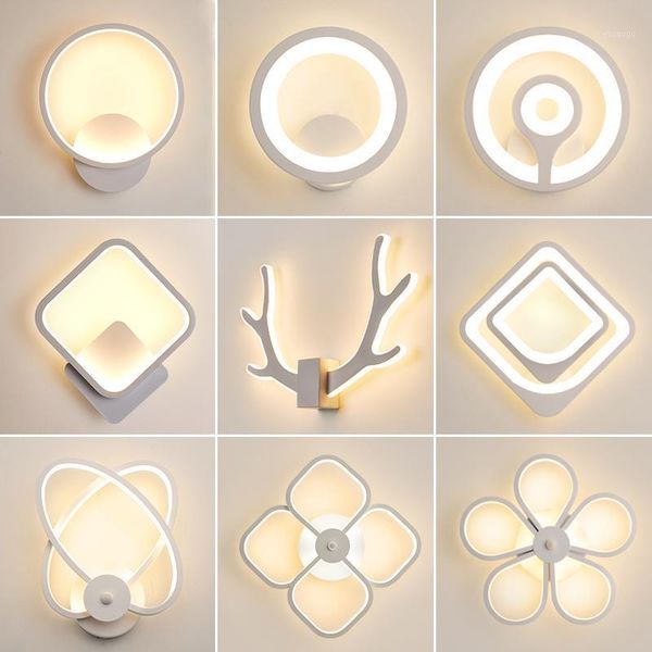 

led wall lamp modern living room bedroom bedside white led sconce creative circle antlers plum blossom aisle corridor wall light1