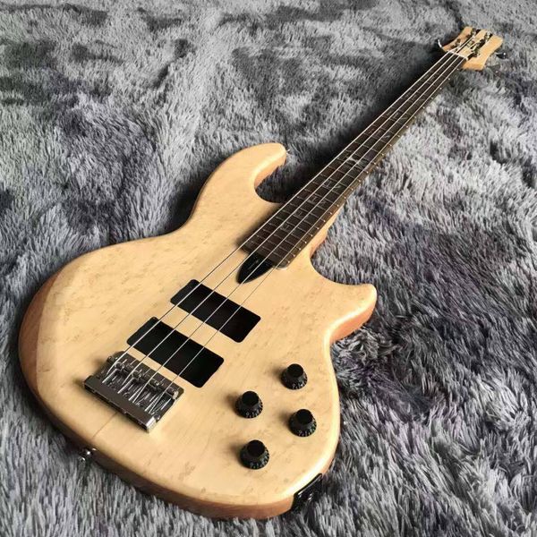 

custom grand w-a-ls style 4 strings electric guitar bass in natural color