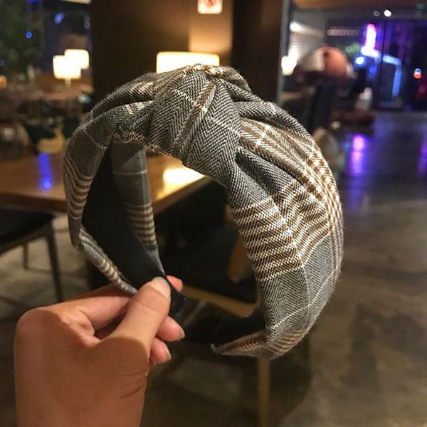 

new women plaid headbands knot fabric hair bands for women girls korean fashion autumn winter wide lady hair accessories