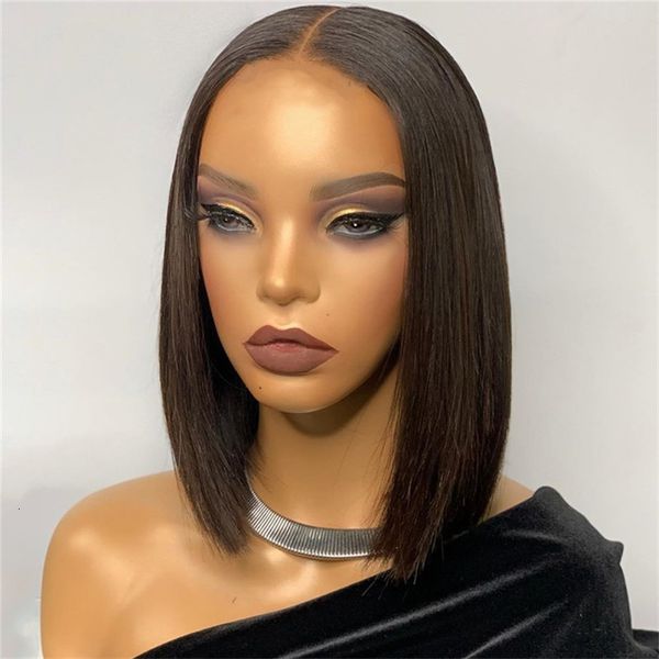 

middle part machine synthetic wigs high temperature black straight bob for black/white women, Black;brown