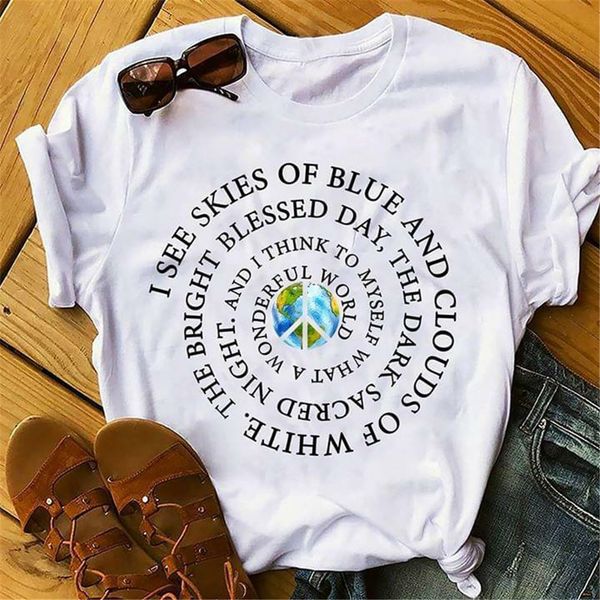 

i see skies of blue and clouds what a wonderful world tshirt women white m - 3xl retro tee shirt sport hooded sweatshirt hoodie