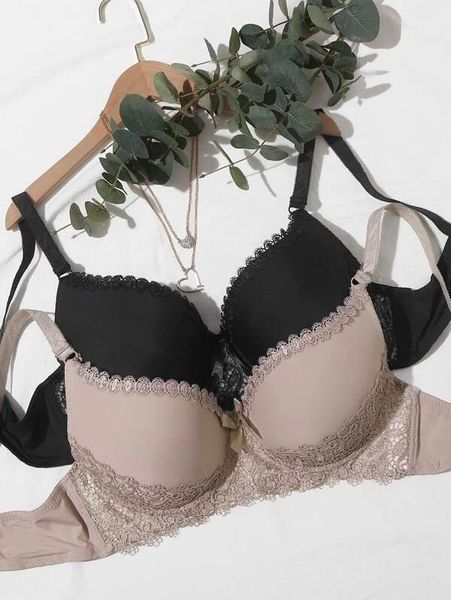 

new large bra embroidered underwear gathered bra full cup women's1, Red;black
