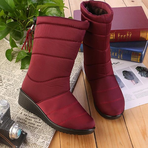 

winter super warm boots female waterproof ladies snow boots woman plush insole botas mujer winter shoes mid-calf down, Black
