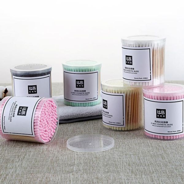 

bath accessory set 200pcs/box makeup cotton swab double head color disposable