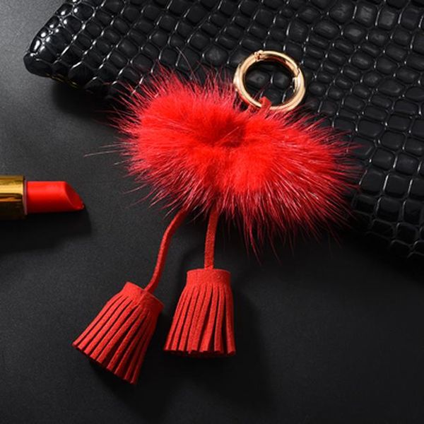 

мода tassel beychain с mink fur gifts для женщин llaveros mujer автомобильные аксессуары аксессуары ключ держатель ювелирные изделия аксессу, Silver