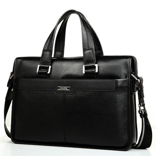 

luxury 100% cow genuine real leather business men's briefcase male shoulder bag men messenger bag brand tote computer handbag