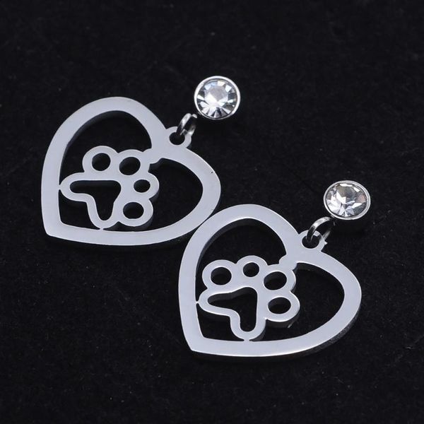 

stud 100% stainless steel dog heart charm earring for women gift super fashion earrings wholesale, Golden;silver