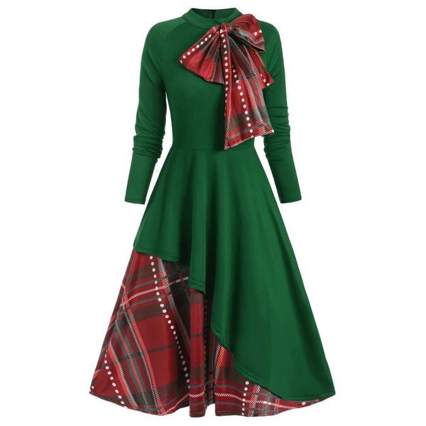 

christmas dress autumn dress women plus size party dress flower overlay insert mock button bowknot vintage ropa mujer, Black;gray