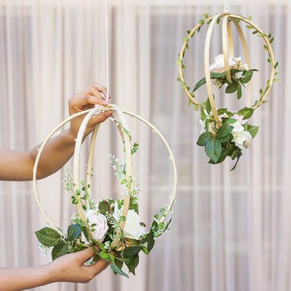 

10-29cm bamboo christmas garland home baby shower floral wreath bride flowers hoop wedding decoration supplies