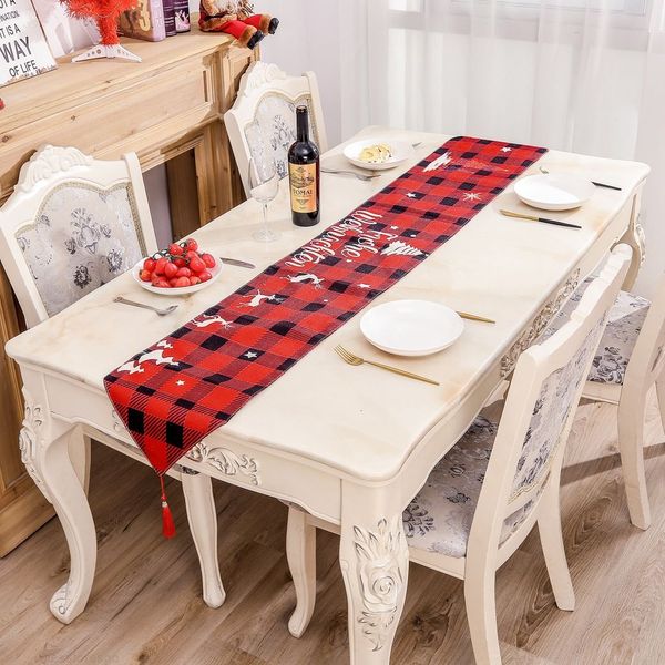 

2020 new decorative tablecloth christmas tree cartoon snowman wreath flag table decoration supplies
