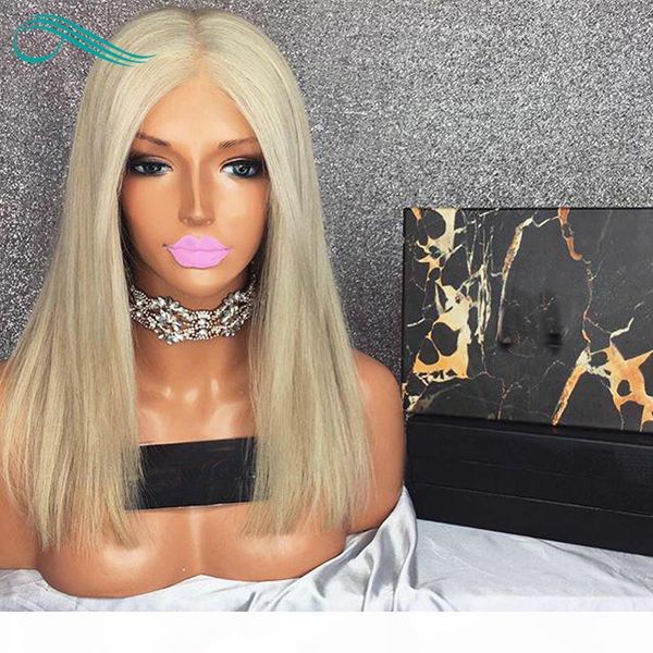 

pre plucked #60 blonde color short bob straight full lace wigs virgin brazilian hair blonde lace front wig with baby hairs, Black;brown