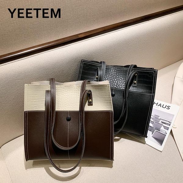 

winter bag new fashion large capacity korean style shoulder bag stitching luxury design women's versatile portable tote